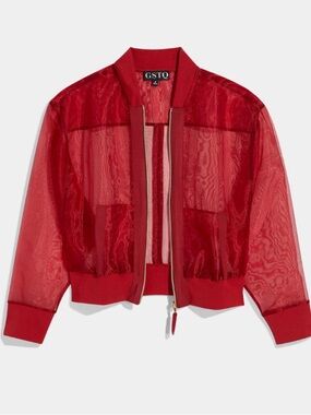 NWOT GSTQ Red Sheer Bomber Jacket